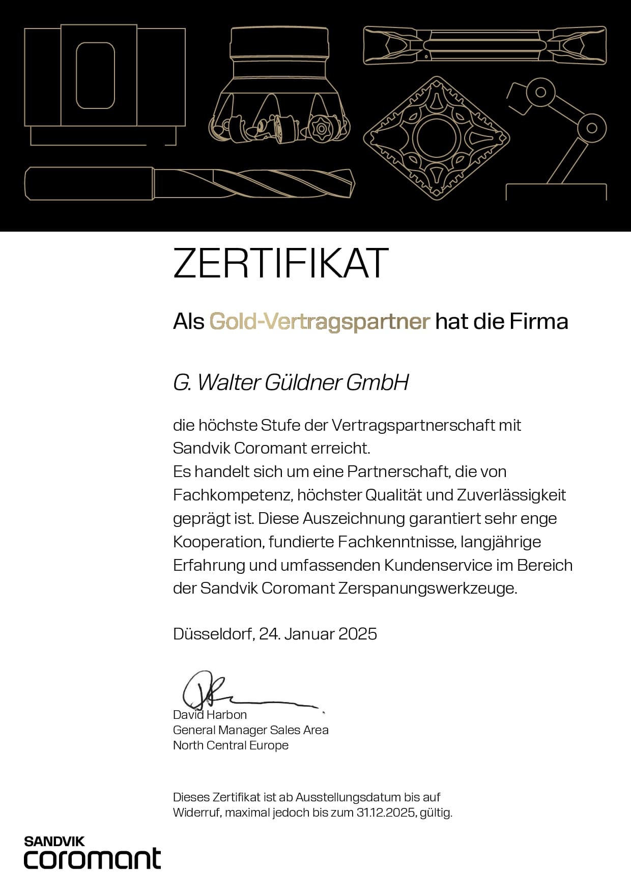 Zertifikat Sandvik Güldner 2025